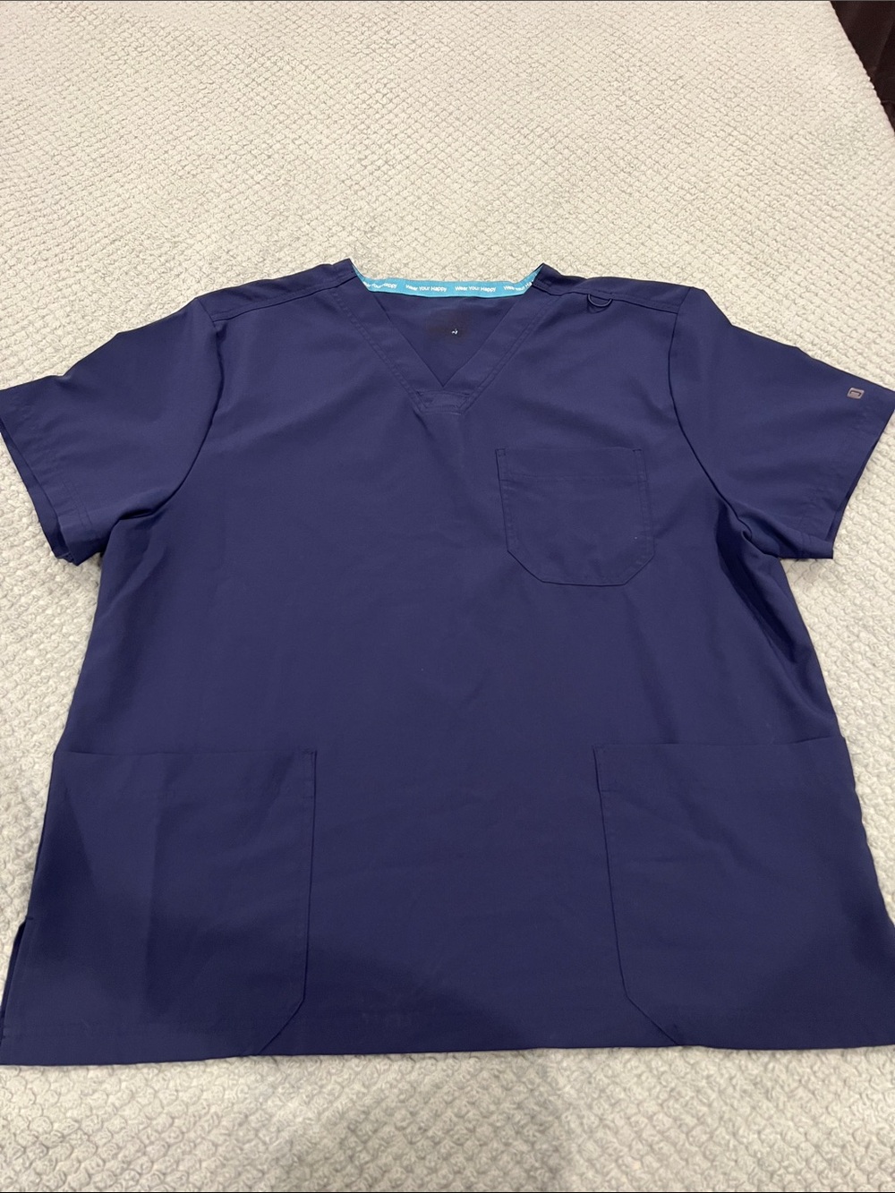 Classic V-Neck Navy Short Sleeve Scrub Top